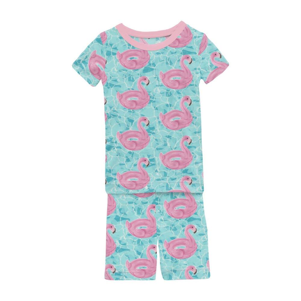 NEW KICKEE kid's short sleeve pajama set with shorts in pool party